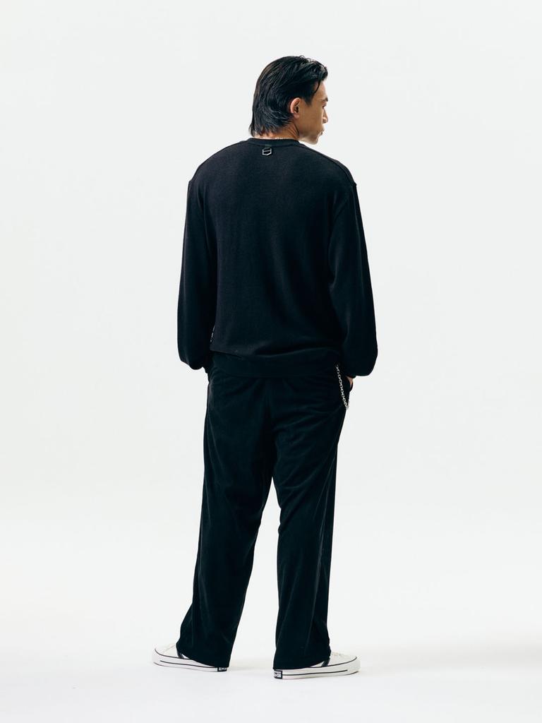 Jeimiweseuteu Henley Neck Pocket Knit Sweatshirt (Black)