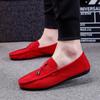 Spring Red Suede Loafers Slip On Walking Driving Shoes For Men Soft Leather  New Fashion Comfortable Casual Man Flat Shoes