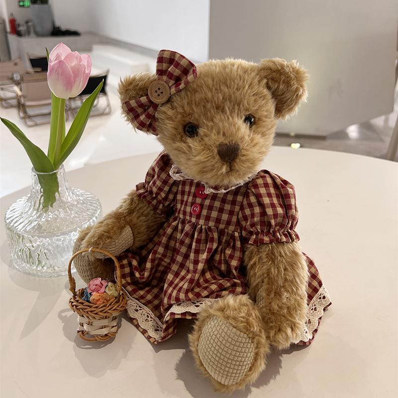 cute Teddy Bear Plush Toys with flower basket Stuffed Animal plush joint teddy bear doll Joints can move toys Christmas gift