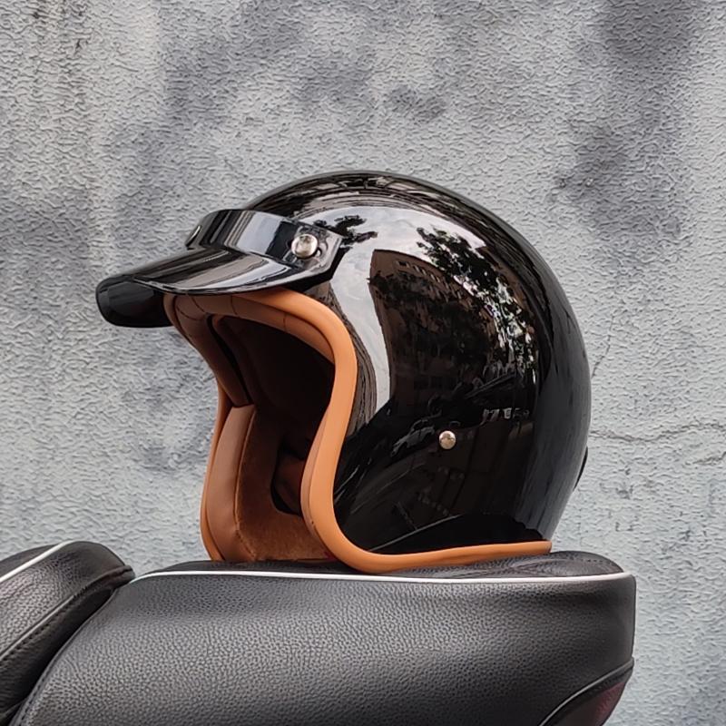 Retro Semi-open Motorcycle Helmet Cross-country Motorcycle Accessories Motorcycle Helmet 3/4 Retro Helmet In Winter