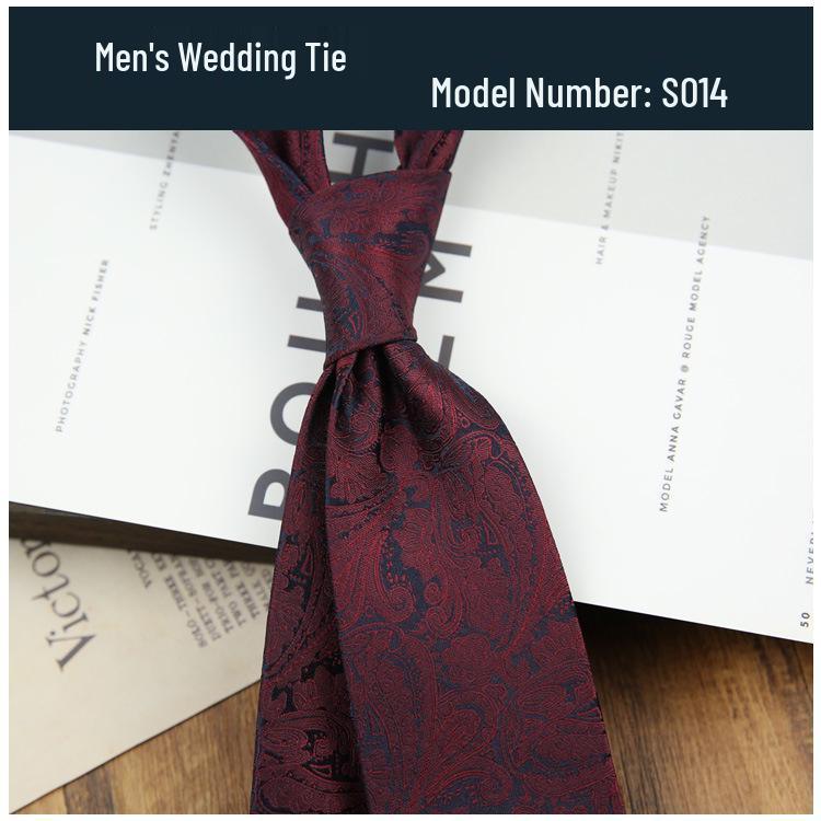 

Men s Formal Wine Red Wedding Tie - 8CM Hand-Tied Groom Suit Accessory