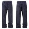 RogueWave High Street Straight Washed Dirty Ripped Blue Jeans Pants for Men Vintage Casual Loose Denim Trousers Frayed Patchwork Cargos