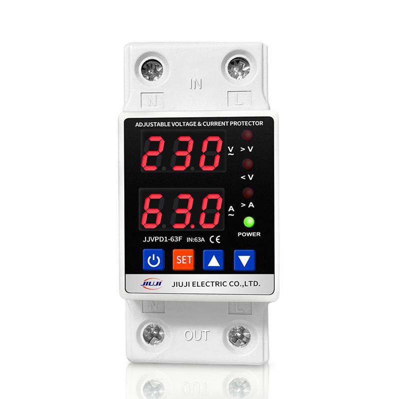 Adjustable Intelligent Dual Display Self-Resetting Voltage/Current Limiter Switch (40A/63A/80A)