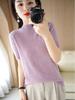 Damen Einfarbiges Mid-Neck Slimming T-Shirt: Gestrickt, Kurze Ärmel, Halboher Kragen, Lockere Passform