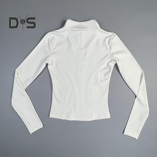 Women Sports Jacket Full Zip High Elasticity Yoga Jacket Stand Collar Slimming Fitness Top for Running Yoga Workout