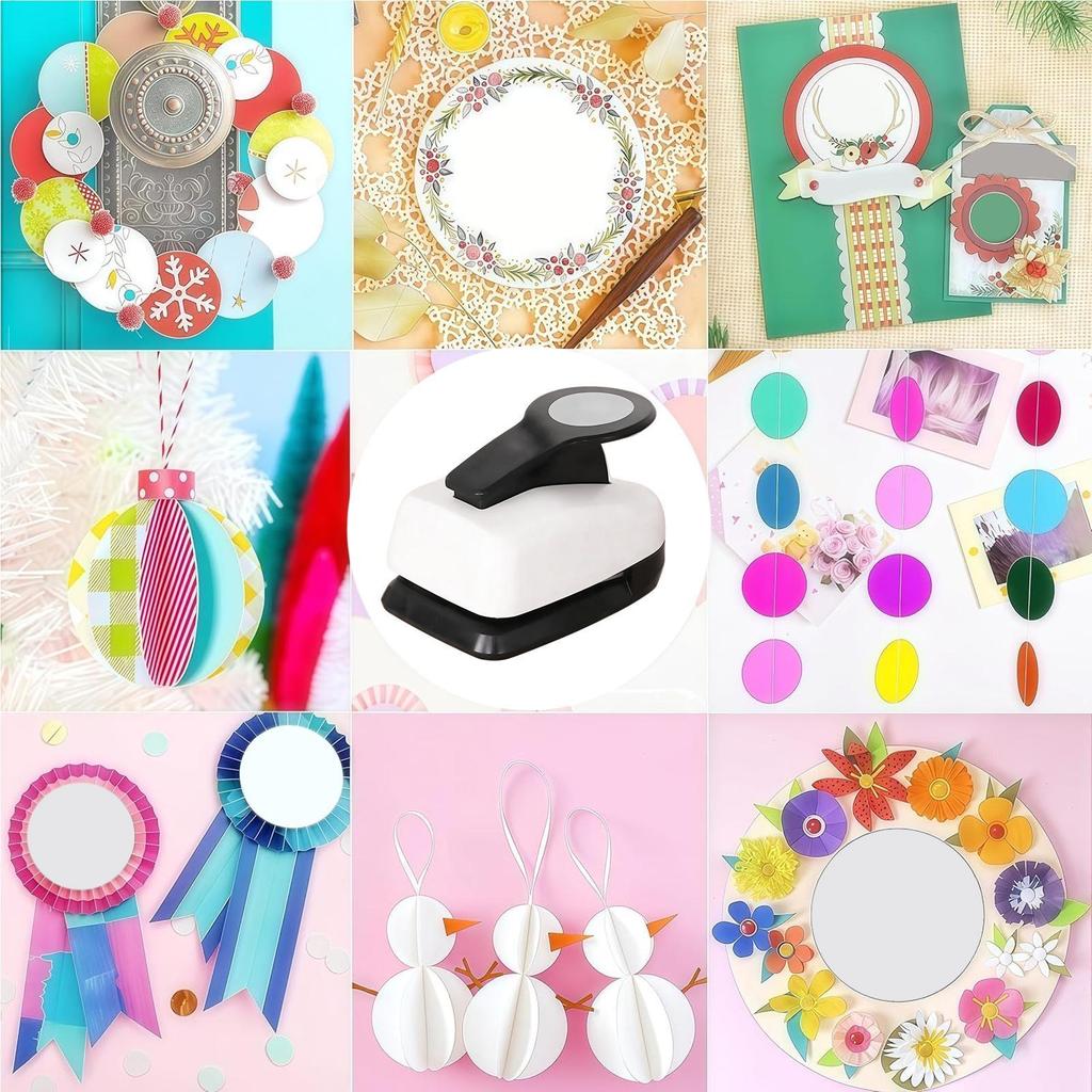 Round Hole Punch & Embossing Tool Precision Craft Cutter Multi-Shape for Scrapbook Cards Envelopes School Office Planner Making