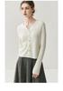 Women's Solid Color Cashmere Cardigan - Round V-Neck, Single-Breasted Wool Sweater for Autumn/Winter.