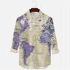 Men's Map Printed Long Sleeve Shirts Casual Cardigan New Button Holiday Fashion Shirts