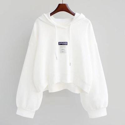 Women's Hooded Sweatshirt Fashion Casual Long Sleeve Thin Top Drawstring Loose Cropped Pullover