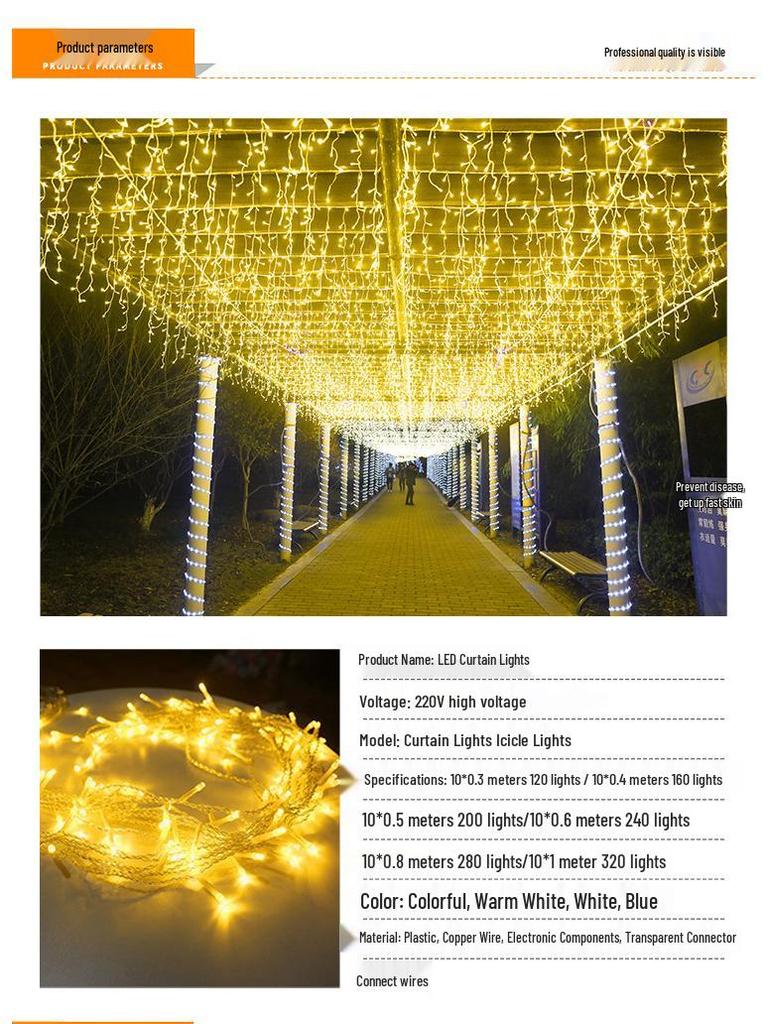 Solar LED Starry Icicle String Lights for Outdoor Wedding Decorations