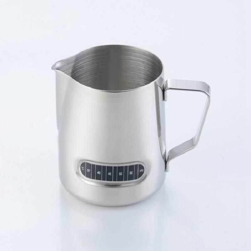 Stainless Milk 600ml Jug Frothing Frother Coffee Latte Container Hermometer