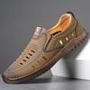 Men Casual Leather Shoes Summer Hollow Out Breathable Sandals Soft Soled Comfort Driving Shoes for Men Slip-On Loafers Mocasines