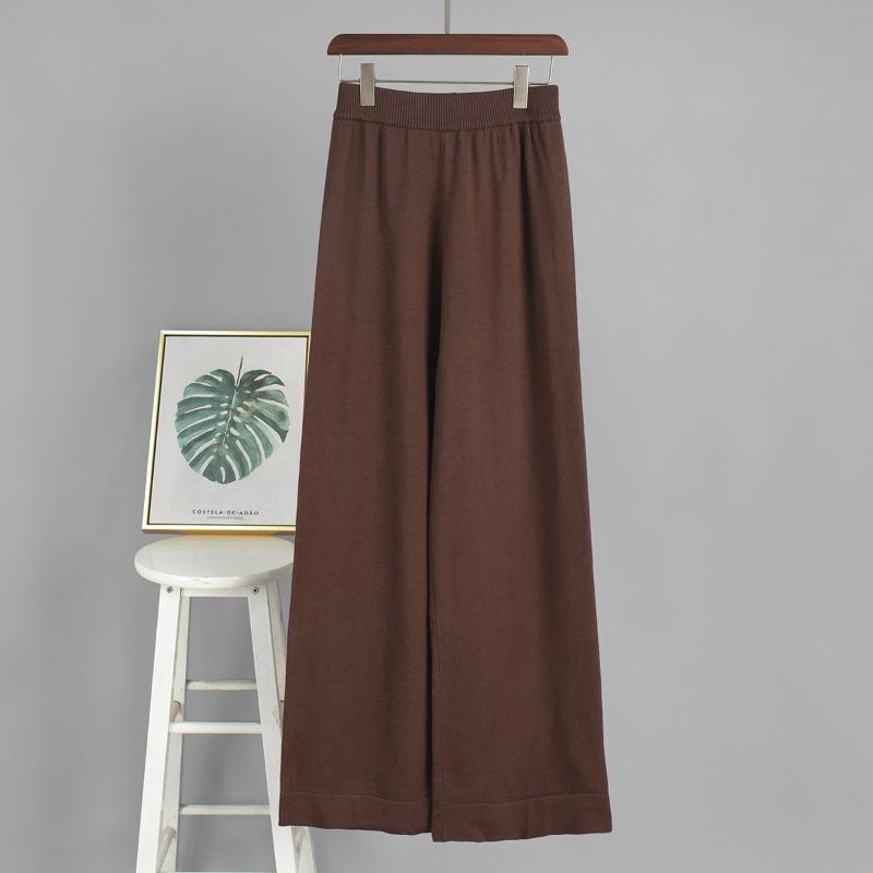 Womens Casual Knit Zip Cardigan Wide Leg Pants Two Piece Set