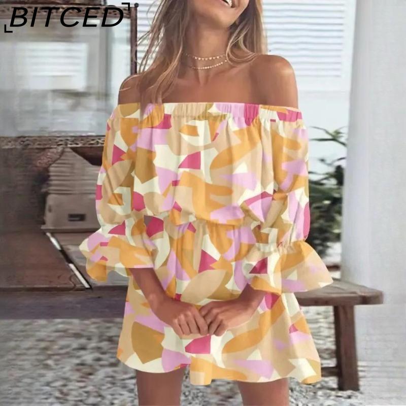 BITCED Spring/Summer Women's Sexy Fashion Off-the-Shoulder Printed Dress