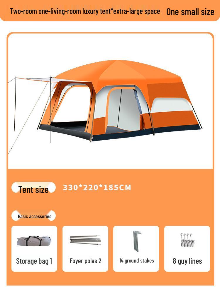 

Большая двухслойная штормоустойчивая палатка для 5-12 человек - две комнаты, жилая зона, складное, портативное оборудование для кемпинга на открытом воздухе. 4-6 people оранжевый