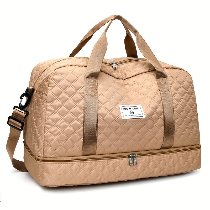Large Capacity Multifunctial Travel Bag, Spacious Diamd Pattern Sports and Fitness Bag, Portable Weekender Overnight Bag