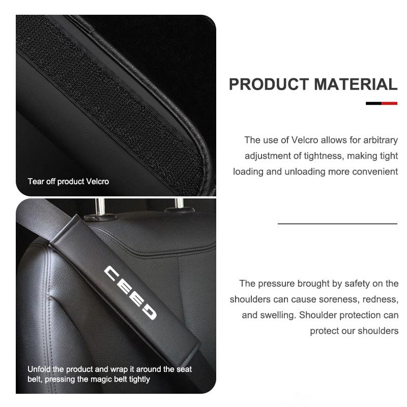 CKTJ8 Car Seat Belt Leather Safety Shoulder Cover Protection Pad For KIA Ceed Sportage Rio K5 K2 Cerato Proceed Venga Sedona