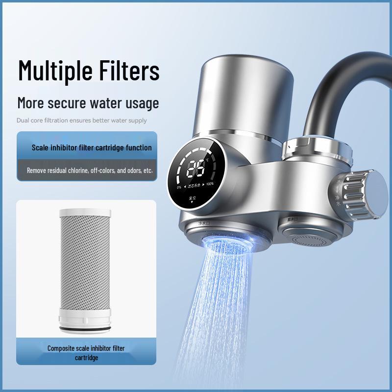 Smart Digital Faucet Water Purifier & Scale Inhibitor - Tap Filter for Kitchen & Bathroom, Detachable & Washable.