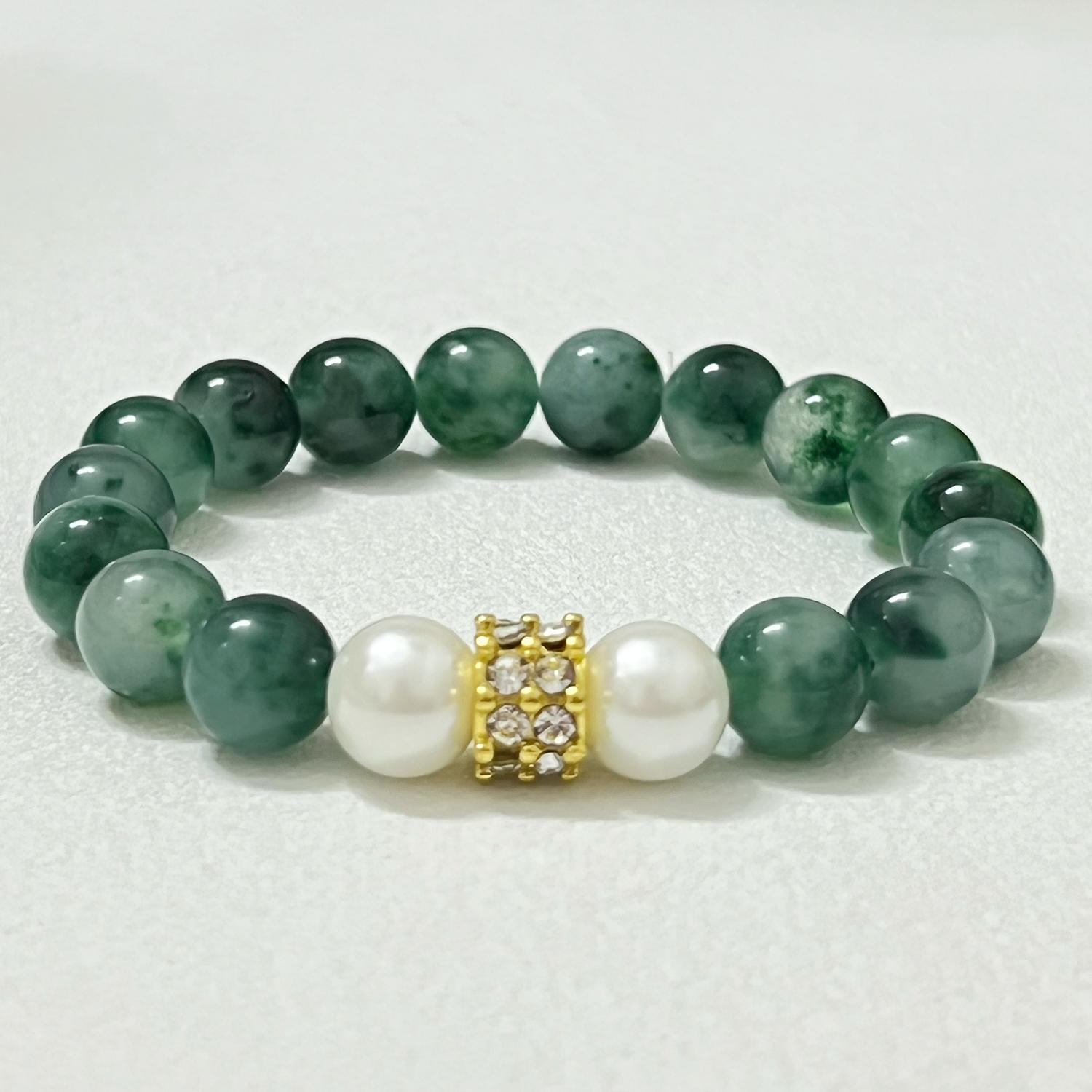 

Natural Stone Stretch Beaded Bracelet for Women Handmade 10mm Round Beads Elastic Bangle DIY Jewelry Gifts Length 16cm зелений