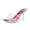 Small Round Head Medium Heel Sandals Women's Xiuhe Dress Shoes Flower Crystal Sexy High Heels