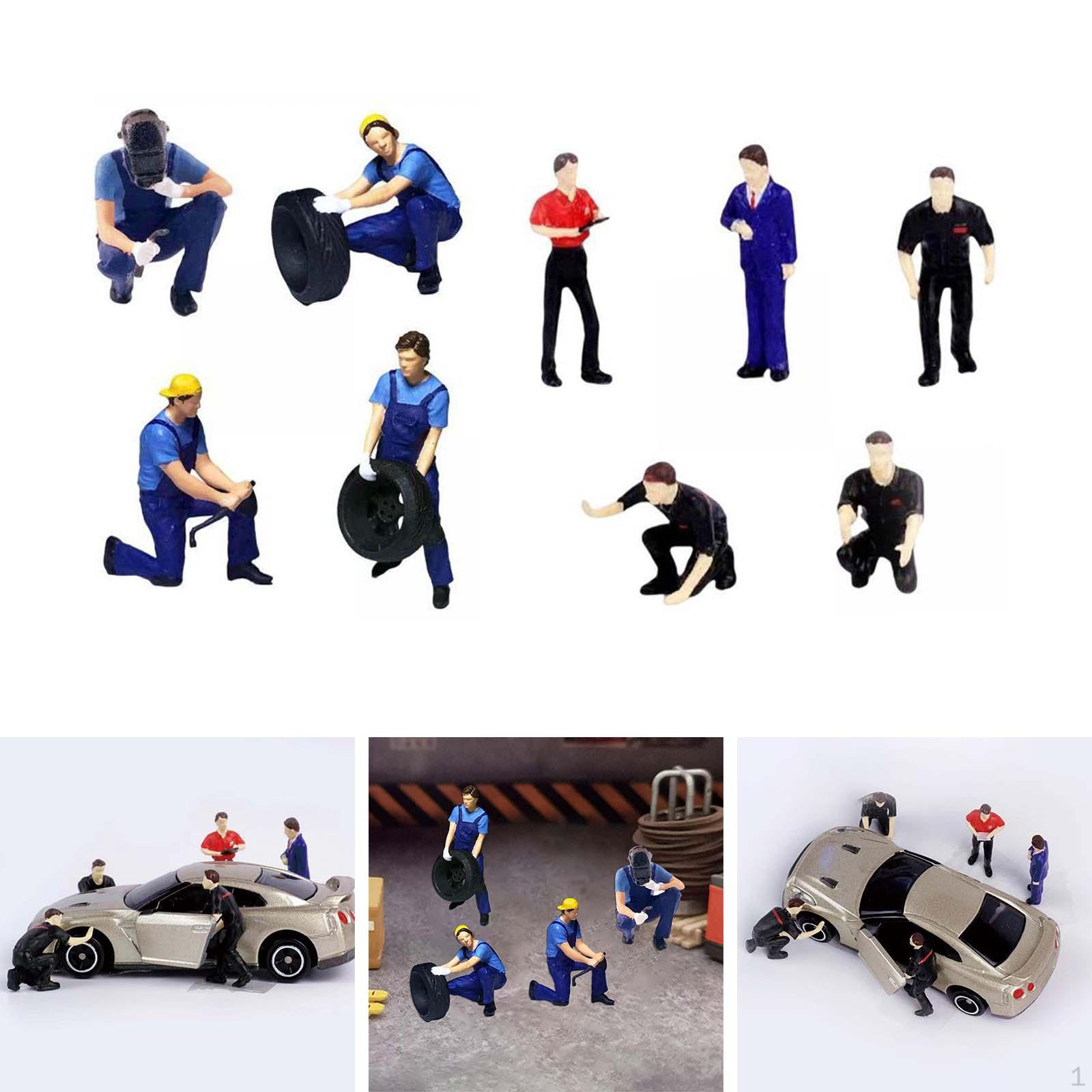 

9 штук Фигурка ремонтника 1/64 Уличный поезд Железная дорога Реквизит для фильма Микроландшафт