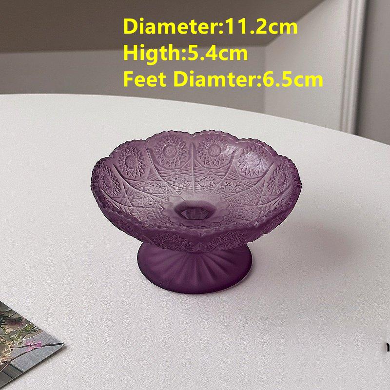 

Retro Grain Glass Gobet Glass Tray Plate Fruit Snack Dessert Plate Goblet Bowel Candy Plate Dish
