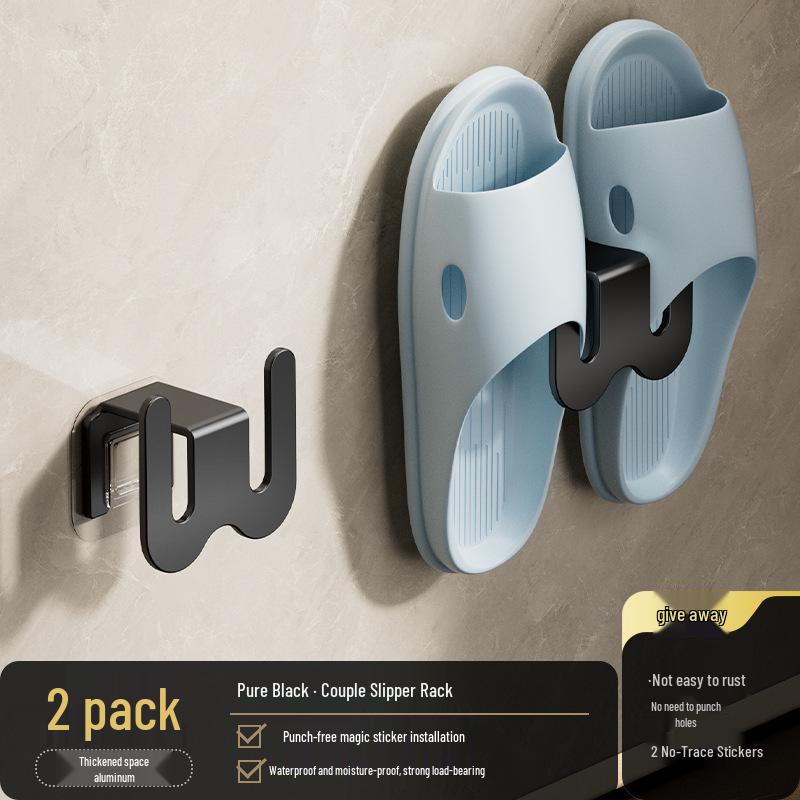 Stanzfreier Badezimmer-Hausschuhe-Halter: Wandmontierter Schuhorganizer & Aufbewahrung für Toilettentür - Hängendes & Abtropfendes Design.