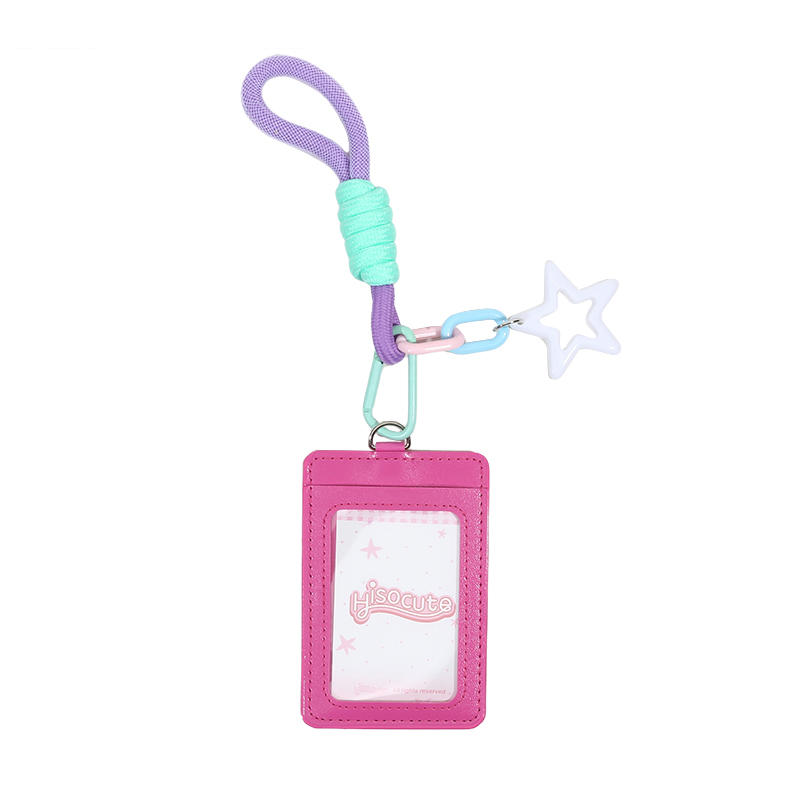 Portable ID Card Badge Holder Korea Version Star Small Photocard Sleeves with Pendant Keychain