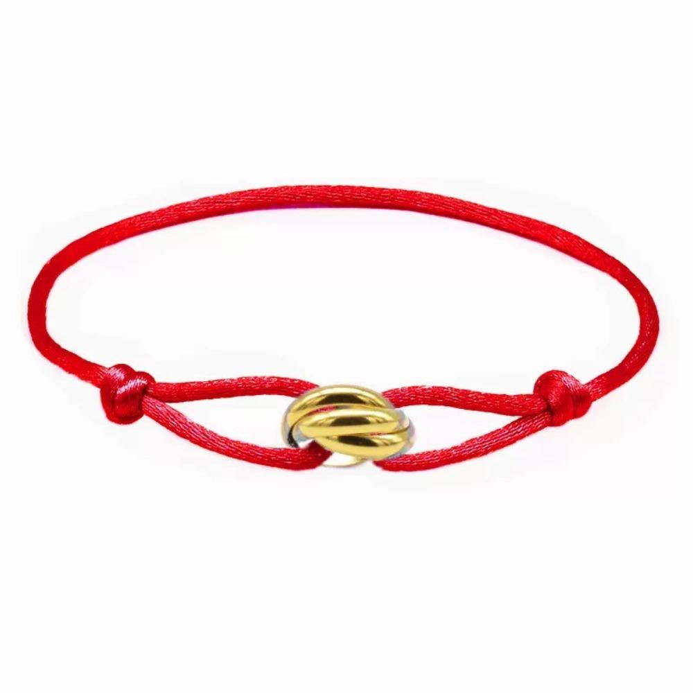 Luxury Classic Three-color Stainless Steel Circle Ring Rope Weaving Adjustable Couple Bracelet for Women Men Jewelry Gift