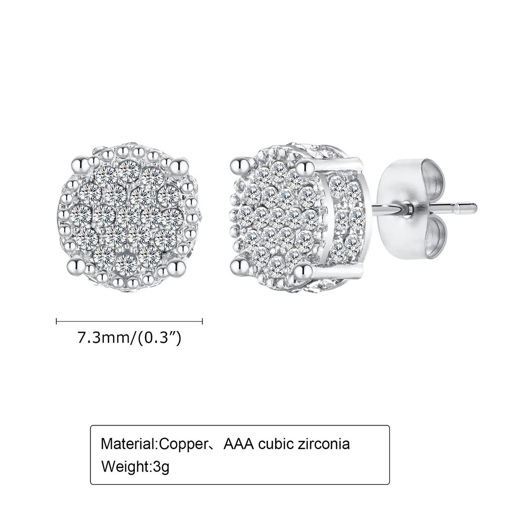 Mprainbow Men's Bling Cubic Zirconia Stud Earrings, Deluxe AAA CZ Stone Earrings,Valentine's Father's Day Birthday Party Gifts