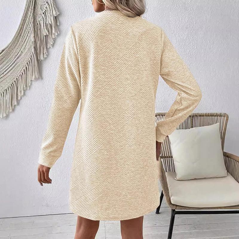 Women S Casual Long Sleeve Round Neck Simple Versatile Dress