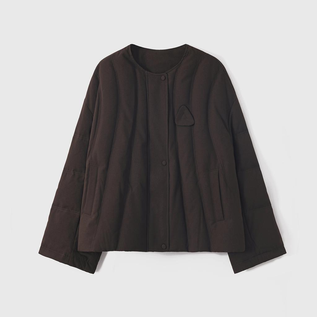 White goose down to keep warm and not bloated, heavy industry quilted round neck short down jacket, high-end goose down clothing, winter new w