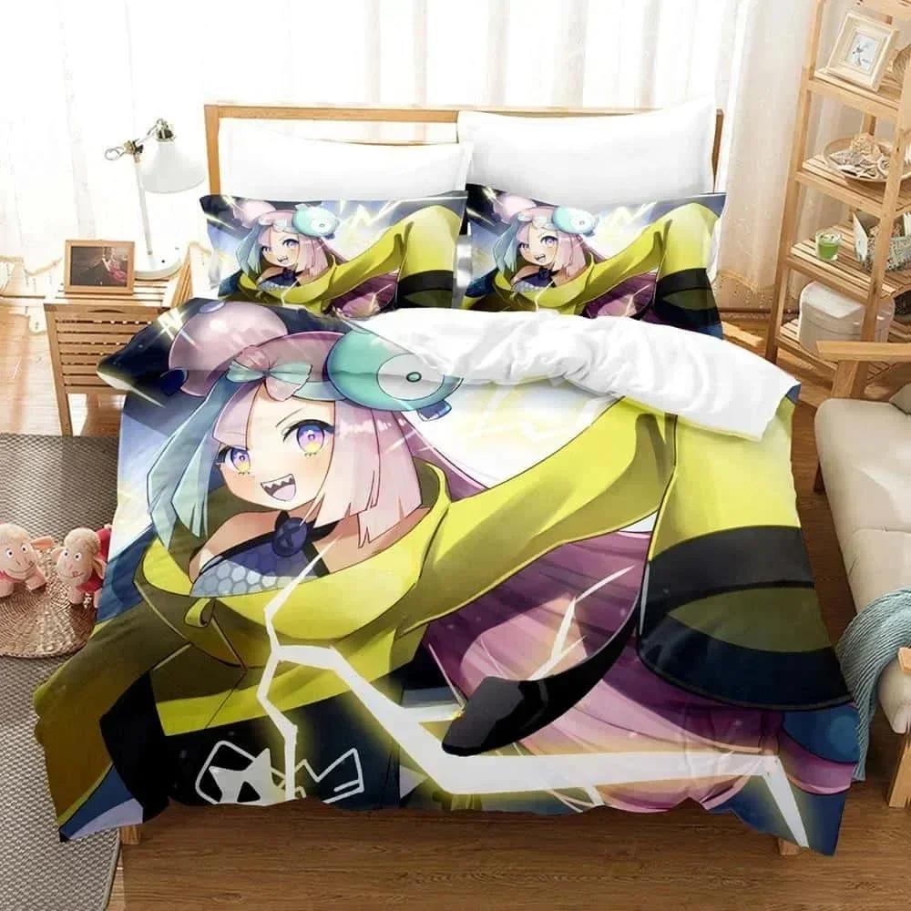 Anime Kawaii Girs Iono Bedding Set Printed Bed Set With Pillowcase Duvet Cover Soft Queen King Size Bedclothes Home Adult Kid