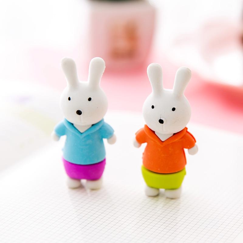 Cute 3D Rabbit Eraser - Detachable & Effective, Perfect for Students and as a Small Gift or Award.