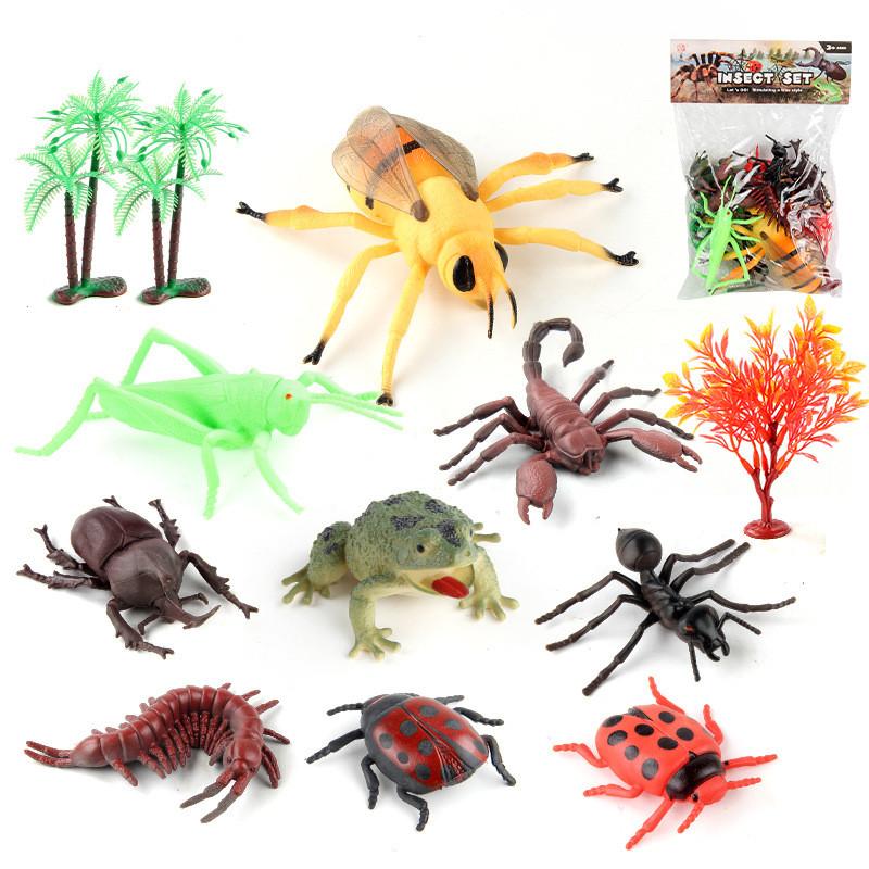 Detailed Static Pvc Insect Model Collection Featuring Frogs Ants Centipedes And Bees