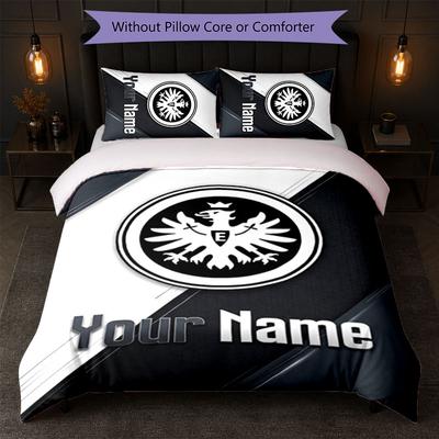 Eintracht Frankfurt Vlastní Jméno Text Povlečení 1 Povlak na Přikrývku+2 Povlaky na Polštář Fotbalové Logo Personalizovaný Dárek Pro Speciální Příležitost Dekorace Ložnice