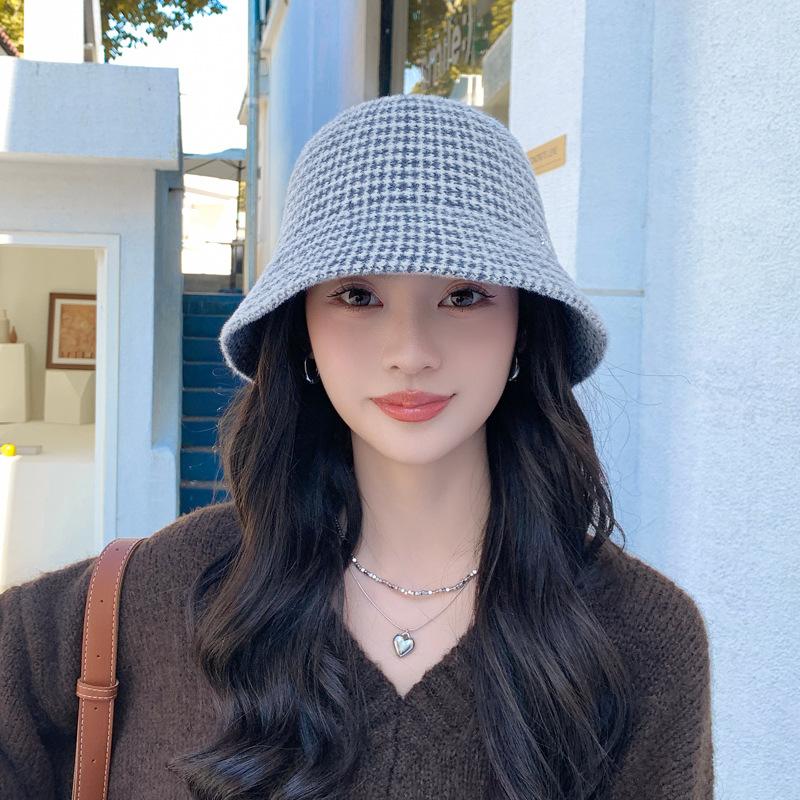 Qiandongge Bucket Hat Women'S Knitted Breathable Bucket Hat Autumn And Winter Casual Versatile Face Small Sunshade Basin