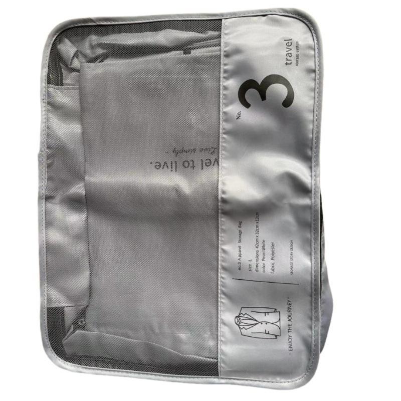 

7pc Travel Organizer Set, Polyester Packing Cubes With Clothing, Underwear & Cosmetic Bags, Efficient Luggage Sorting Pouches, V серый