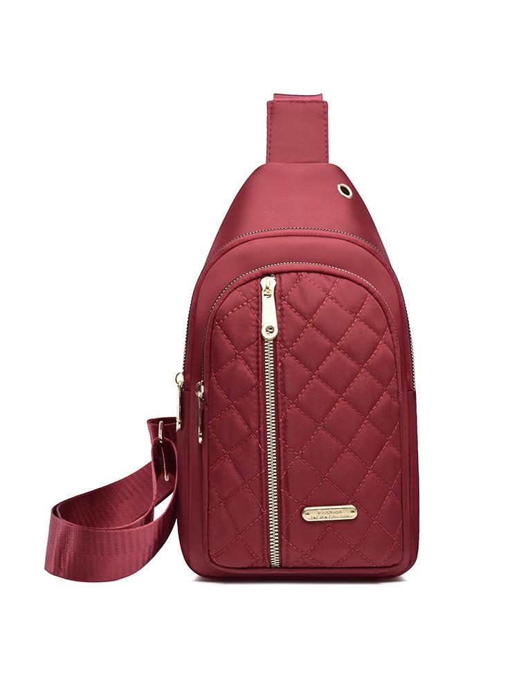 Women's Embroidered Nylon Chest Bag, Unisex Crossbody Sling Pack, Lightweight Travel Hiking Bag