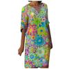 Women's Casual Fashion V-neck Personality Print Loose Mid-sleeve Dress