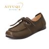Fashion AIYUQI Women's Loafers Spring 2025 New Genuine Leather Casual Shoes Women Lace-Up Retro Flat Shoes Women