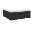 Modular Footstool 1 Pc + Cushions Poly Rattan Black