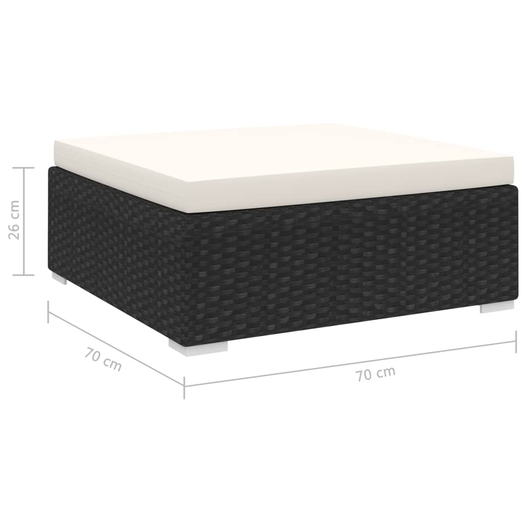 Modular Footstool 1 Pc + Cushions Poly Rattan Black