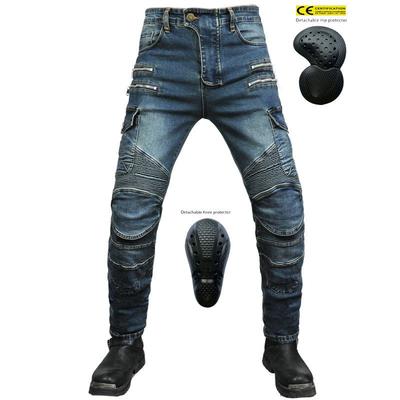 Mens Motorcycle Riding Pants With Integrated Protective Padding Classic Workwear Style Stretchable Off-Road Biker Trousers