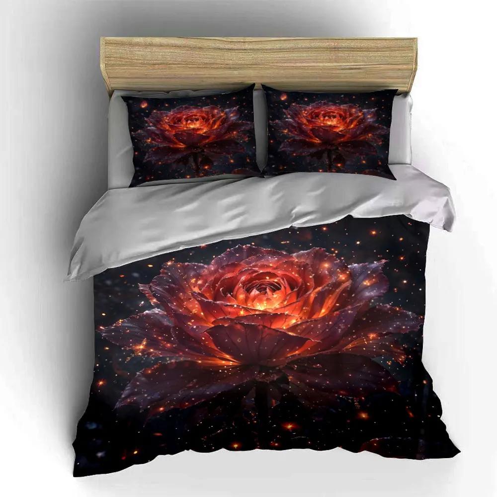 "Glowing Rose Art Decor Set" Soft Comfortable Duvet Cover Bedding Set Included 1*Duvet Cover & 2*Pillowcases gift