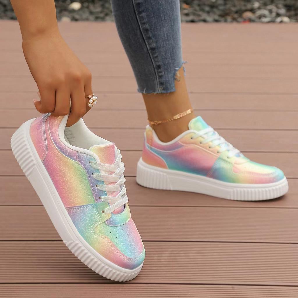 2025 Fashion Sneakers for Women Colorful Dazzling Board Casual Shoes Trendy Youth Comfortable Walking Sneakers