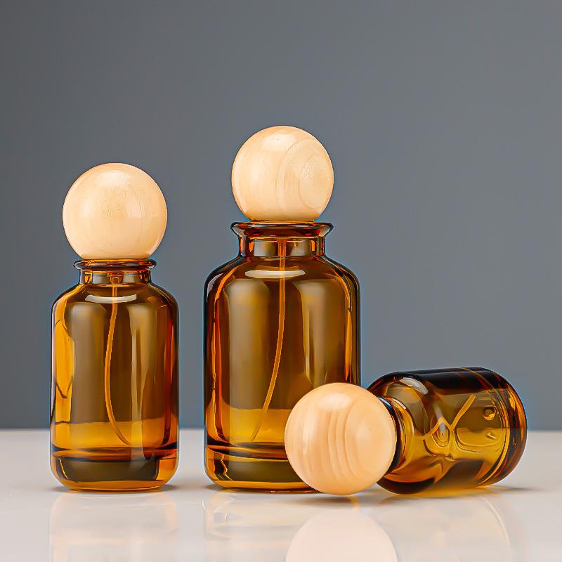 Brown Glass Perfume Spray Bottle - Transparent Refillable Cosmetic Bottle