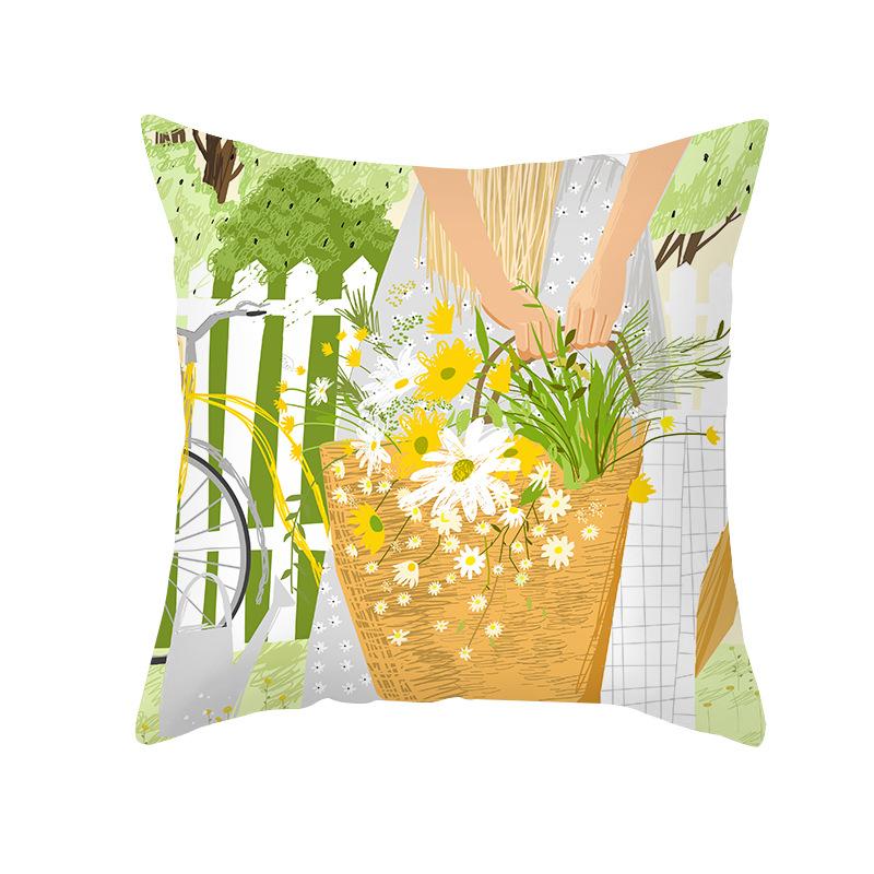Shopee Valentine's Day Pillow Cover Home Sofa Cushion Cover Peach Skin Printed Living Room Bedroom Cushion Cover