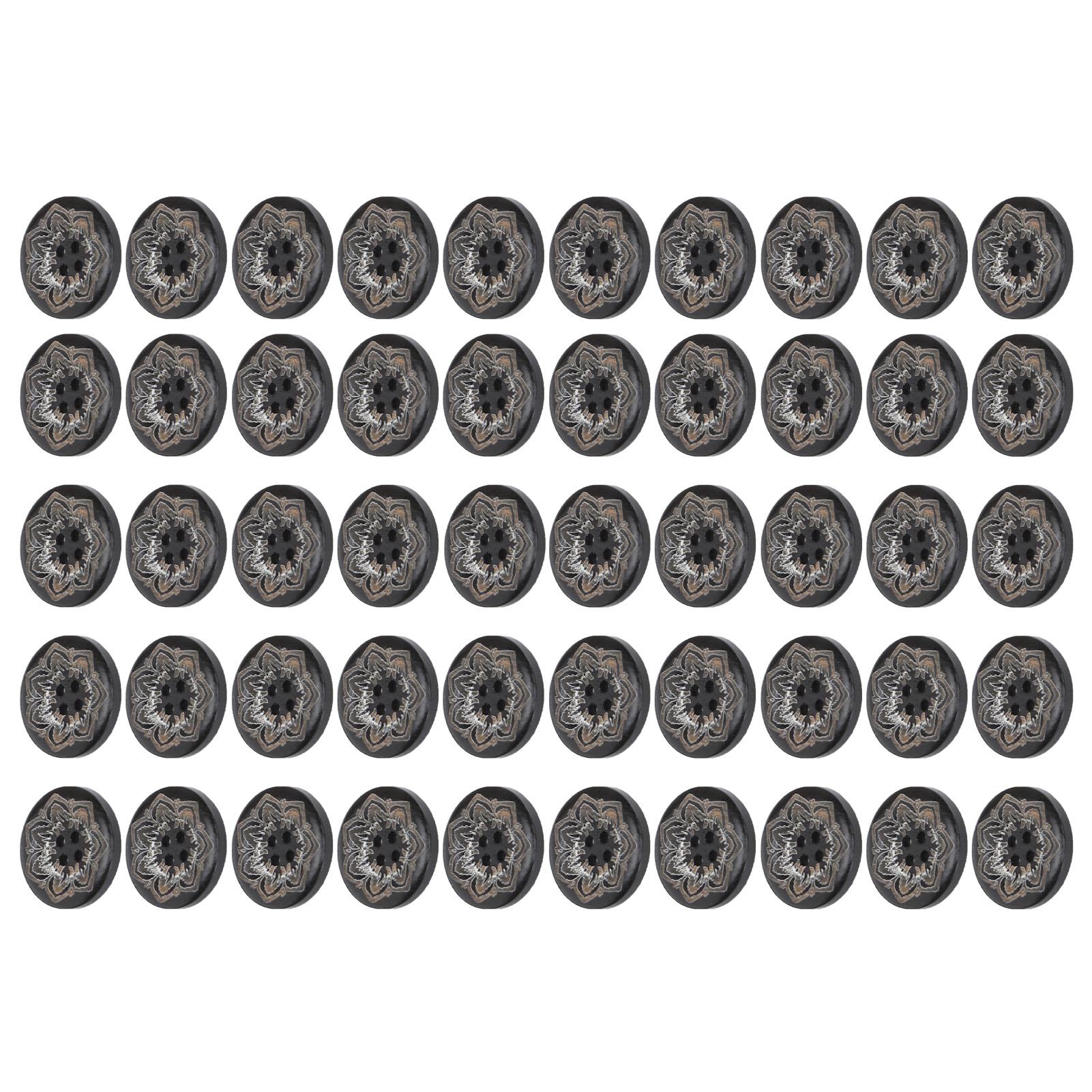 

50 шт. Деревянные пуговицы 4 прорези резные цветы ручная работа круглые пуговицы швейные аксессуары