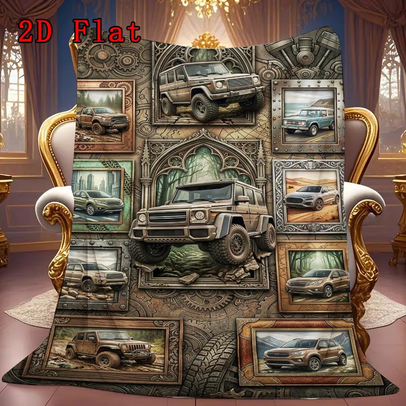 Vintage Car Collage 2D Flat Pattern Flannel Blanket, High Quality All Seasons, Home Decor, Warmth and Comfort, Perfect for Christmas Gifts.